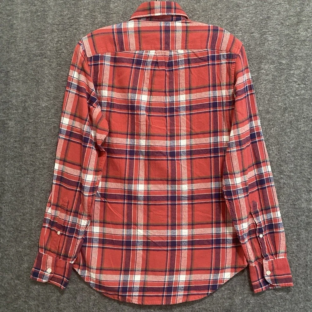 NEW J Crew Flannel Shirt Mens XS Red Plaid Long‎ Sleeve Button Up Work Outdoor